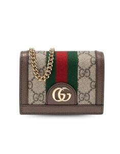 Ophidia GG Card Case Wallet Supreme canvas beige for women - Gucci
