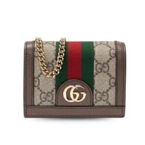 Ophidia GG Card Case Wallet Supreme canvas beige for women - Gucci
